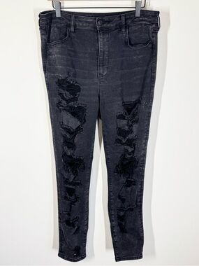 American Eagle Distressed Shredded Jeans Size 14 Festival Alternative Grunge